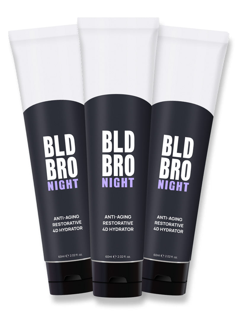 A 3 pack of BLD BRO Night in aluminium tubes. Anti-aging while you sleep
