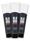 Three tubes of BLD BRO DAILY mattifying moisturizer on a white background