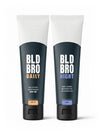 Two tubes of 'Bld Bro' skincare products on a white background
