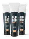 Three tubes of BLD BRO Daily matifying moisturizer on a white background